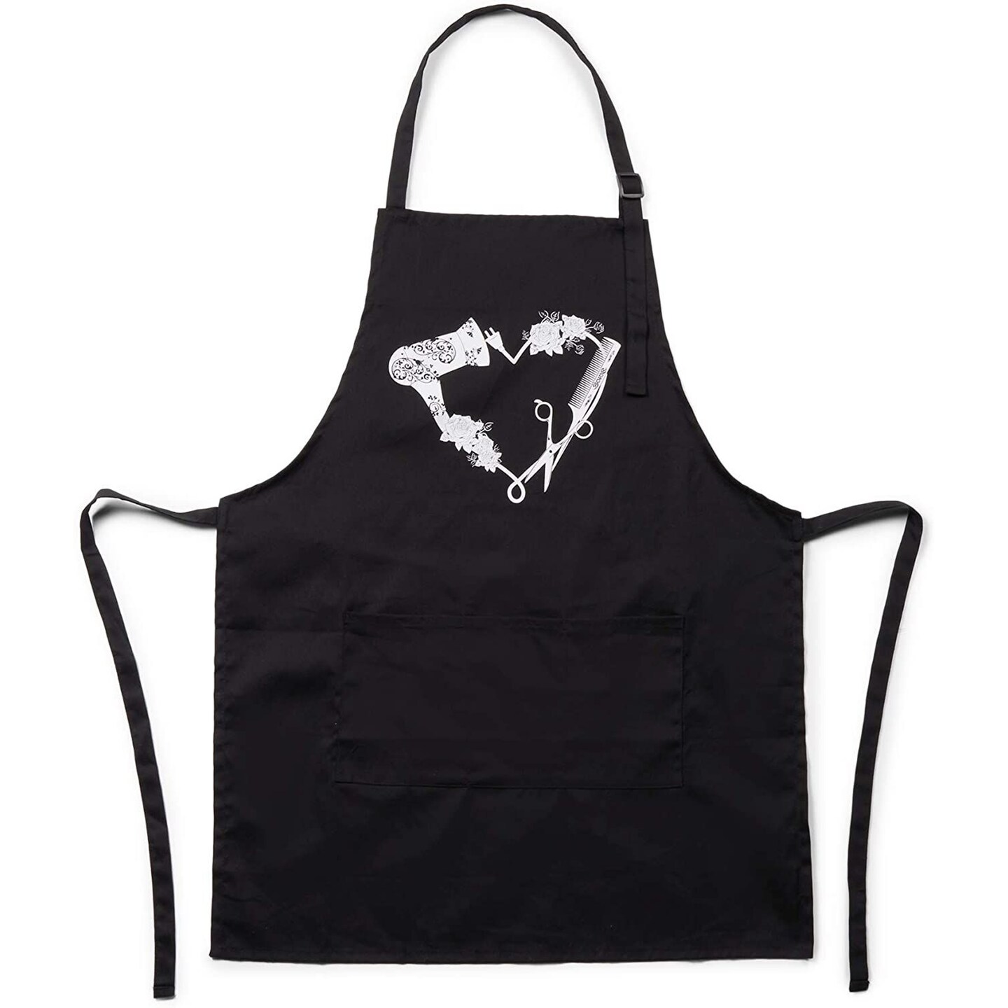 Salon Apron for Women Hair Stylist with Adjustable Bib 3 Pockets (Black, 24 x 30 inches)