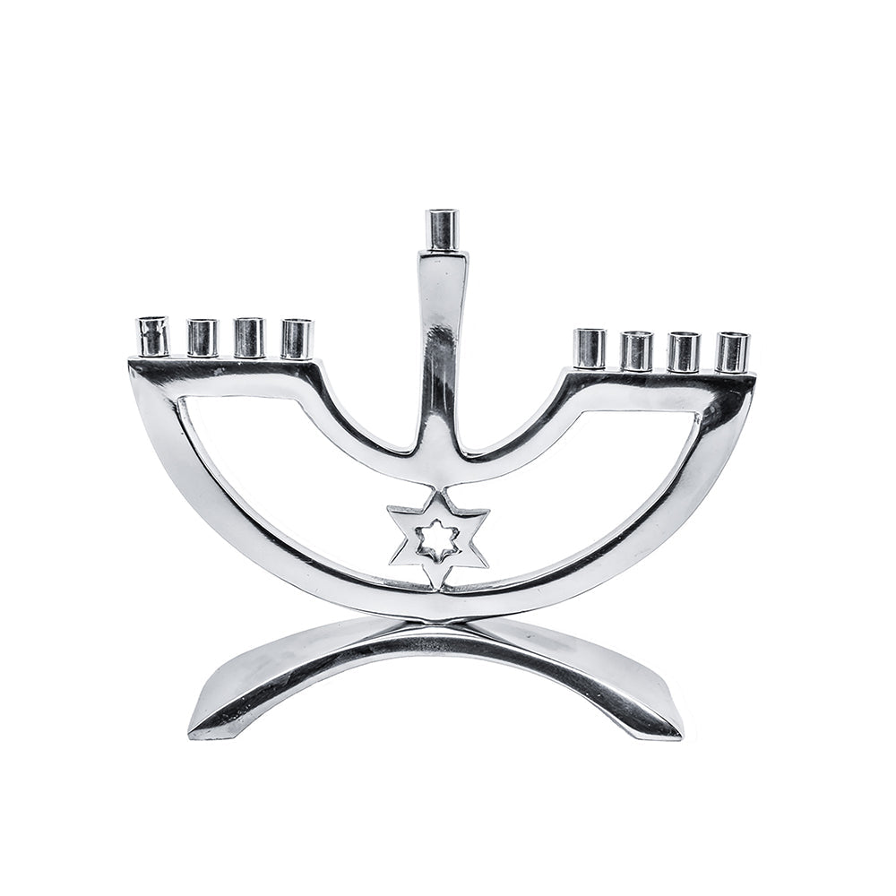 Metal Candle Menorah with Star of David By Kinor Decor