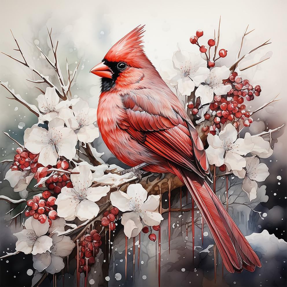 Diamond Painting Kits for Adults, Cardinal 5D DIY Diamond Art Kits for Beginners Round Full Drill Diamond Painting