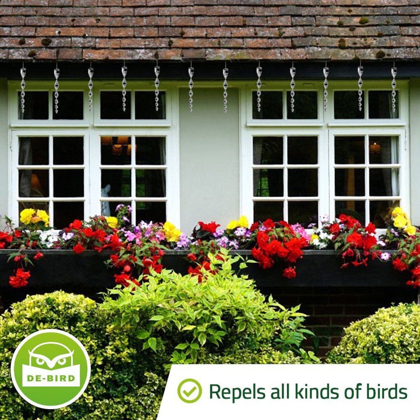 De-Bird Bird Scare Rods, Bird Deterrents for Outside to Scare Birds Away, Easy-Install Bird Deterrent, Woodpecker Deterrent for House and Yard, 12-Pk