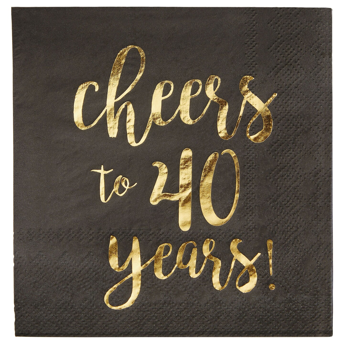 50 Pack Cheers to 40 Years Cocktail Napkins for 40th Birthday, Anniversary Party Supplies, 3-Ply, Black and Gold Foil (5 x 5 In)