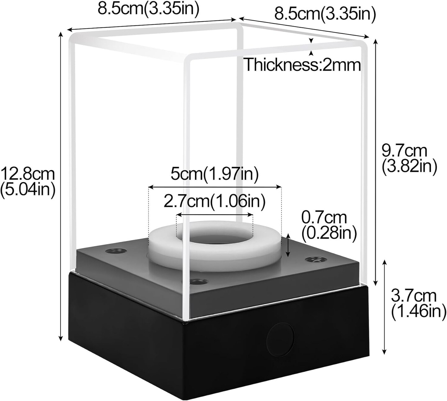 LED Baseball Display Case for Signed Baseballs &#x26; Memorabilia &#x2013; Clear Acrylic Showcase with Multi-Color Lighting, Dual Power (Battery/USB), Stable Base &#x2013; Ideal for Collectors, Black