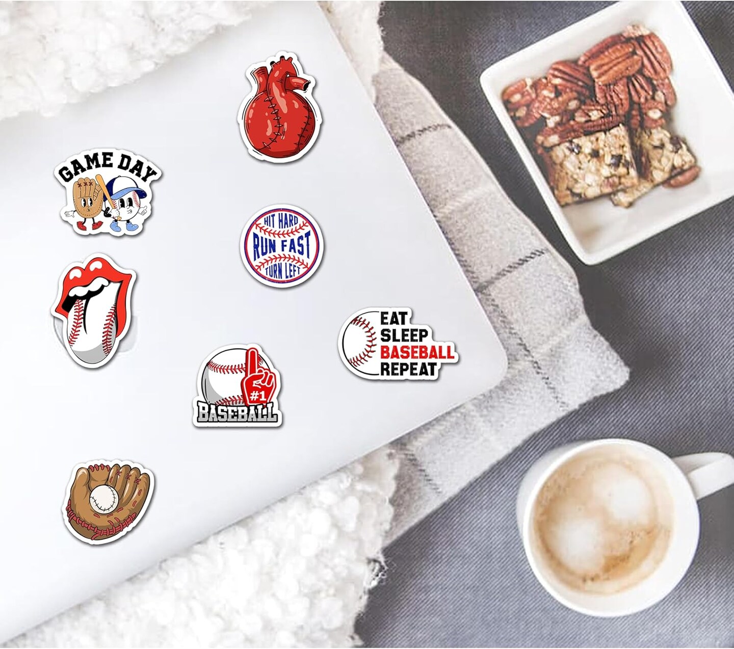 50 Pcs Baseball Stickers, Baseball Vinyl Stickers for Water Bottle, Laptop, Phone, Baseball Gifts, Sport Stickers Baseball Decorations for Teens Boy (Baseball Stickers Decal)