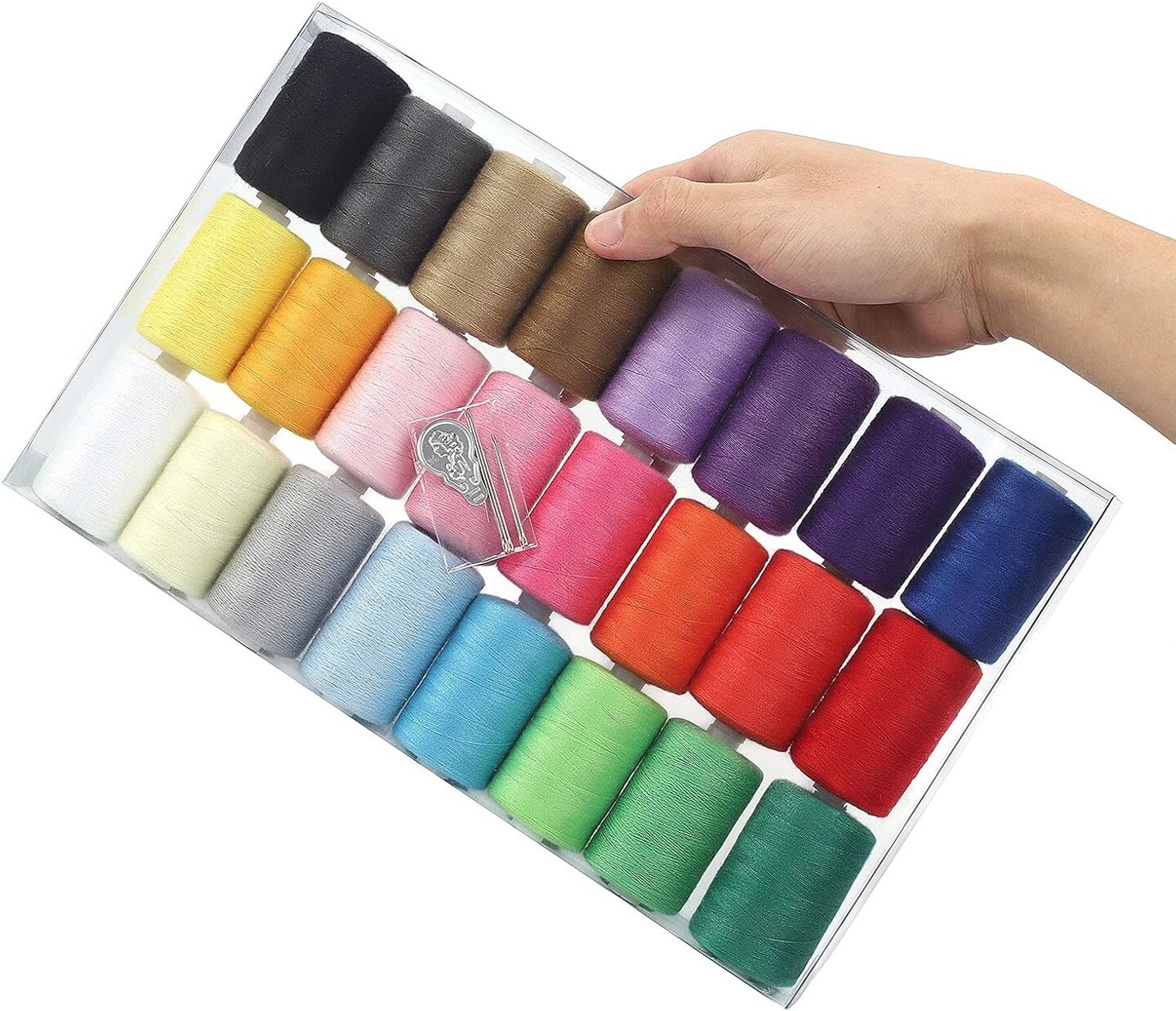 Sewing Thread Assortment Cotton Spools Thread Set for Hand &#x26; Machine Sewing, Quilting, Embroidery - 24 Colors 1000 Yards Each