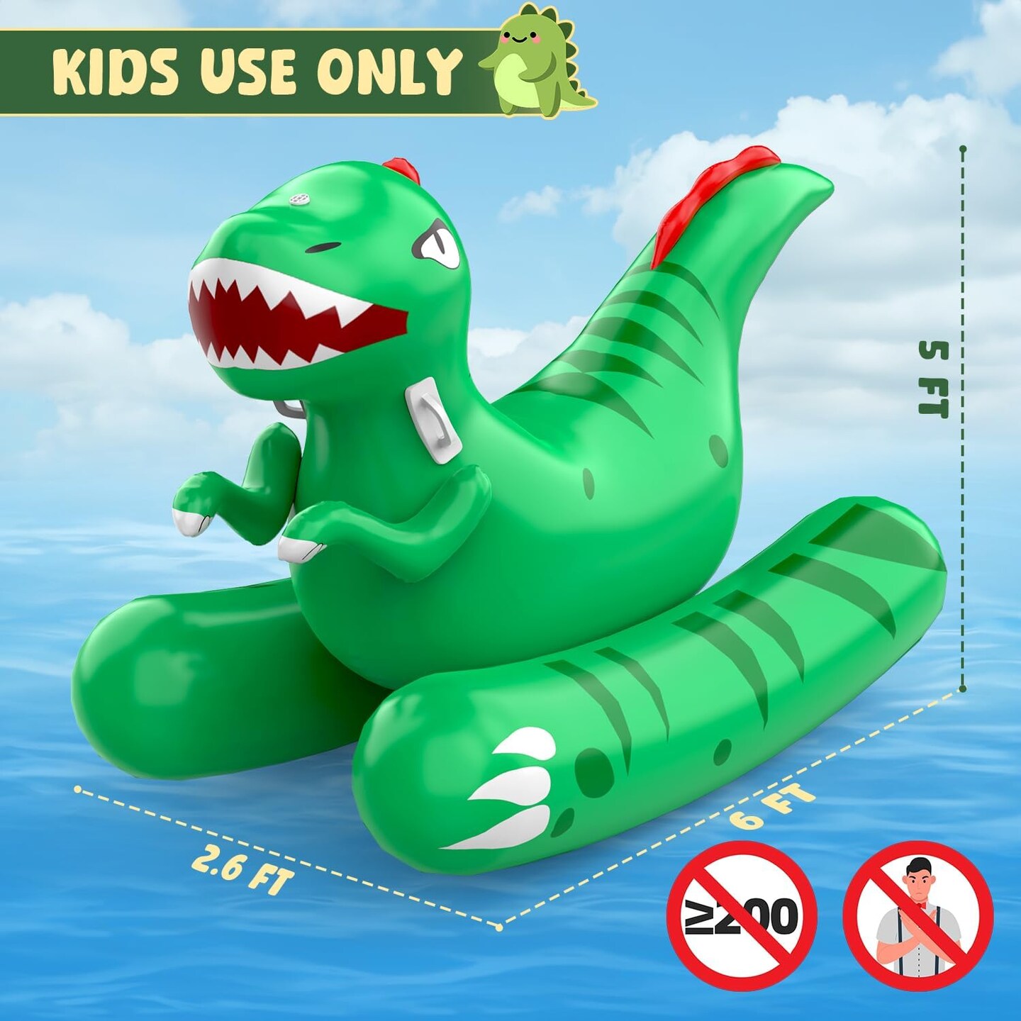 Inflatable Dinosaur Swimming Pool Float for Kids with Sprinkler for Yards, 2-in-1 Summer Water Toys 72&#x22; Large Pool Raft Outdoor Party Toys for Adults Kids