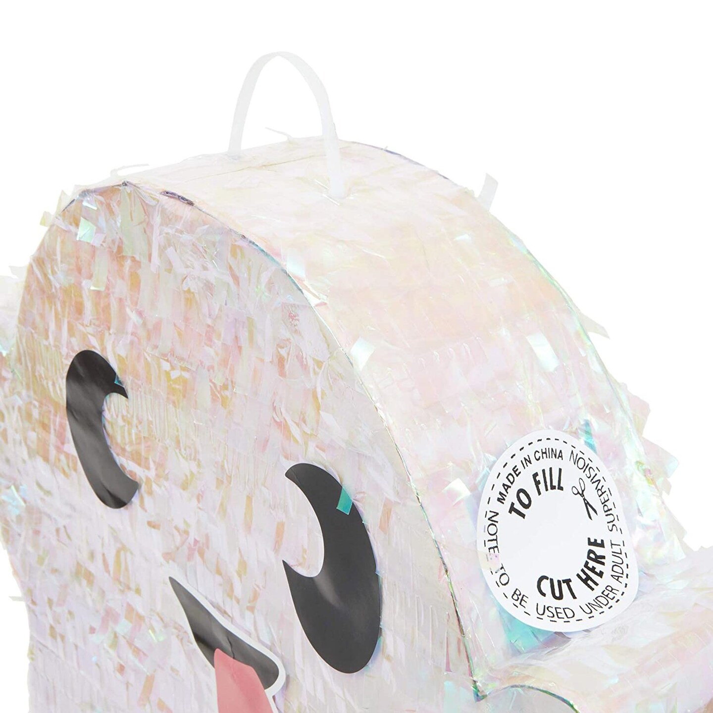 Cute Ghost Pinata for Halloween Party Supplies Decorations, Iridescent Pull String (17 x 13 x 3 in)