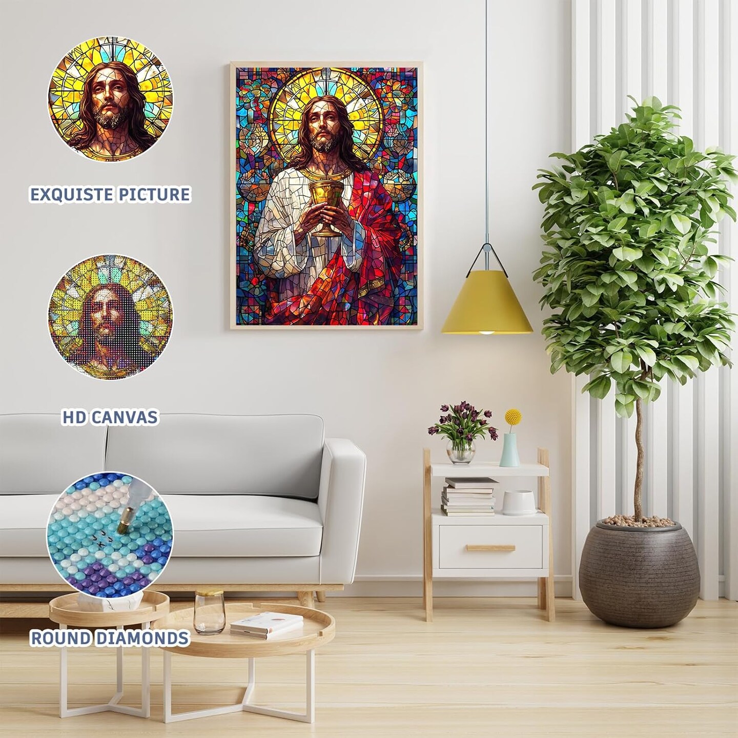 Jesus Diamond Painting for Adults,5D Diamond Art Kits, Full Drill Diamond Dots Paintings for Beginners, Diamond Art Painting Kits