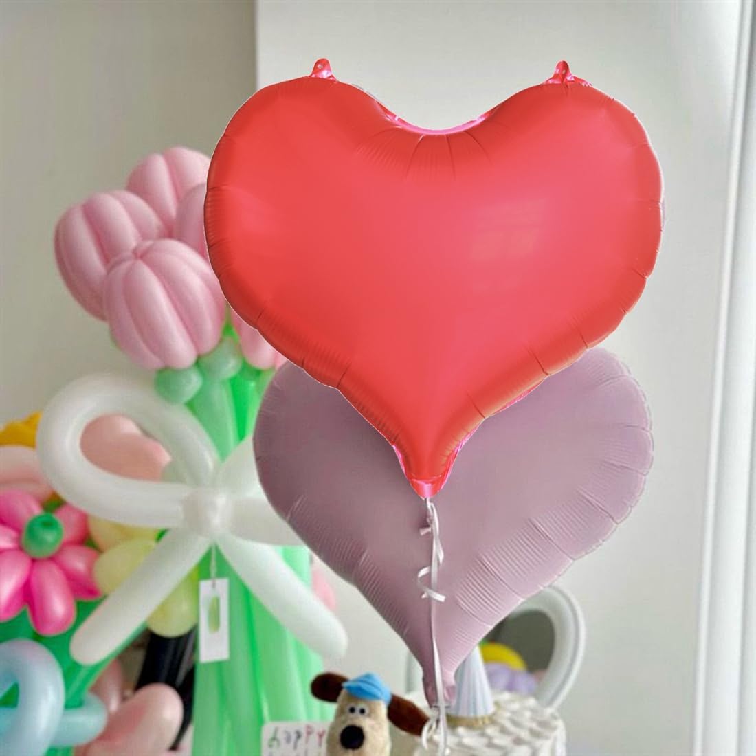 20 Inch Red Heart Mylar Foil Balloons 6 Pcs Large Red Heart Aluminum Foil Helium Balloons for Girls Women Birthday Bridal Engagement Wedding Anniversary Baby Shower Party Decorations
