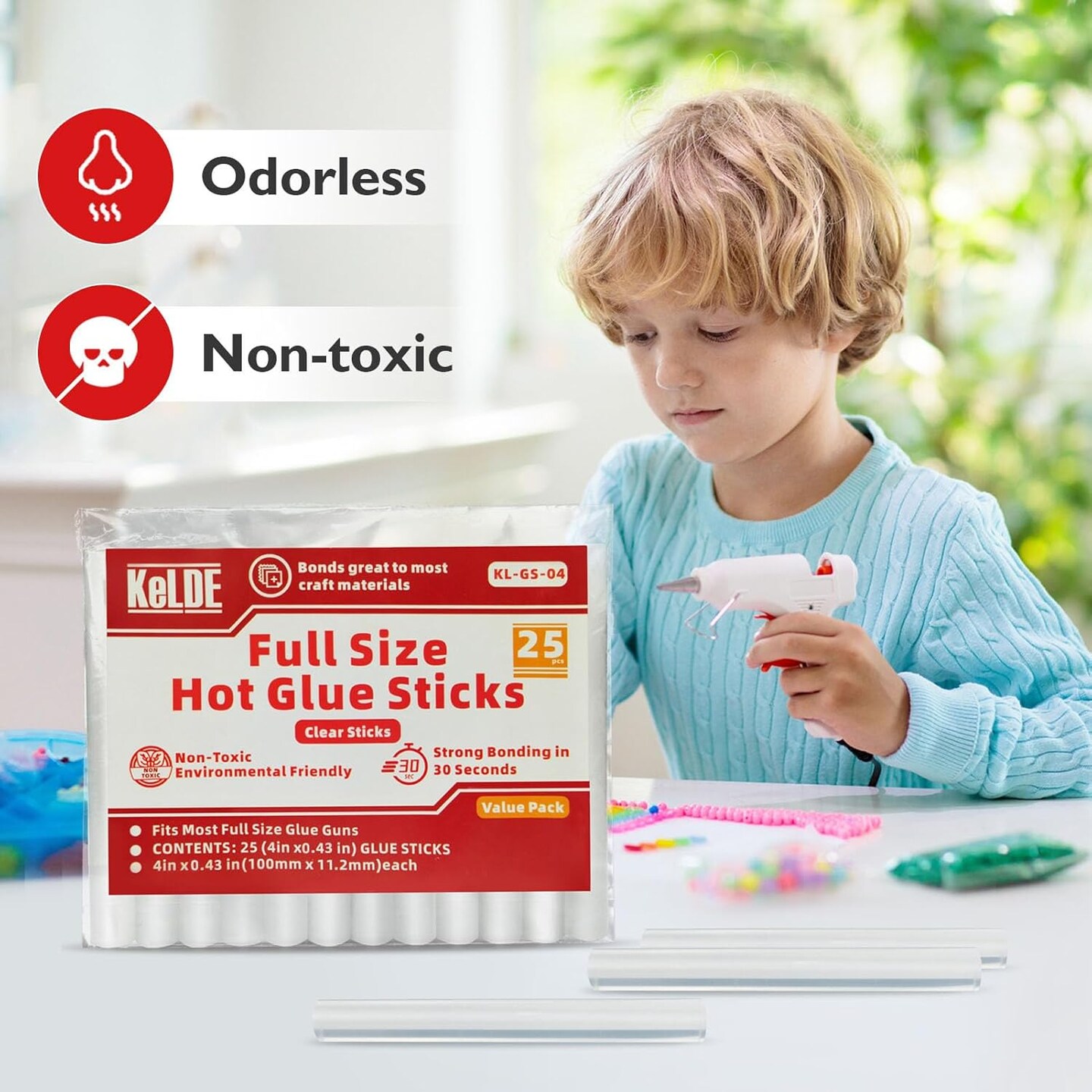 Full Size Hot Glue Sticks Bulk of 25pcs, 4&#x22; x 0.43 inch Diameter, Compatible with Most Hot Glue Gun, 11.2x100mm All-Purpose Clean Hot Melting Silicone for DIY, Craft, Christmas Decorations