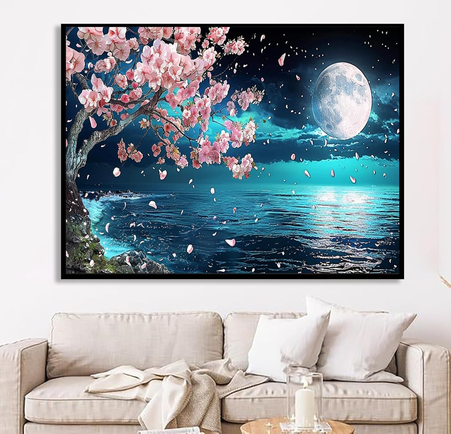 Moon Diamond Art Painting,Large Diamond Painting Lake Kits for Adults,DIY Full Drill Crystal Rhinestone Arts,Gem Art Painting with Diamond Home Wall Decor