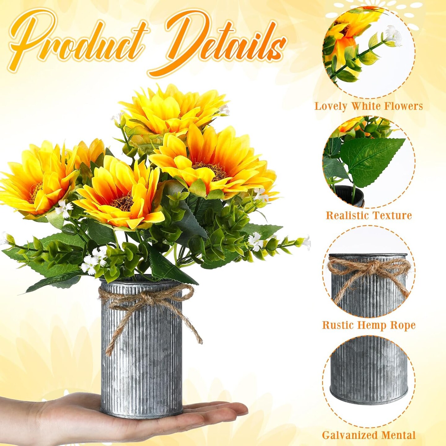 24 Sets Summer Sunflowers Artificial Flowers Tables Centerpieces