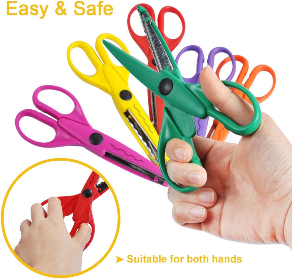 6-Pack Decorative Craft Scissors – Patterned Blades for Scrapbooking, DIY, Kids & Crafts