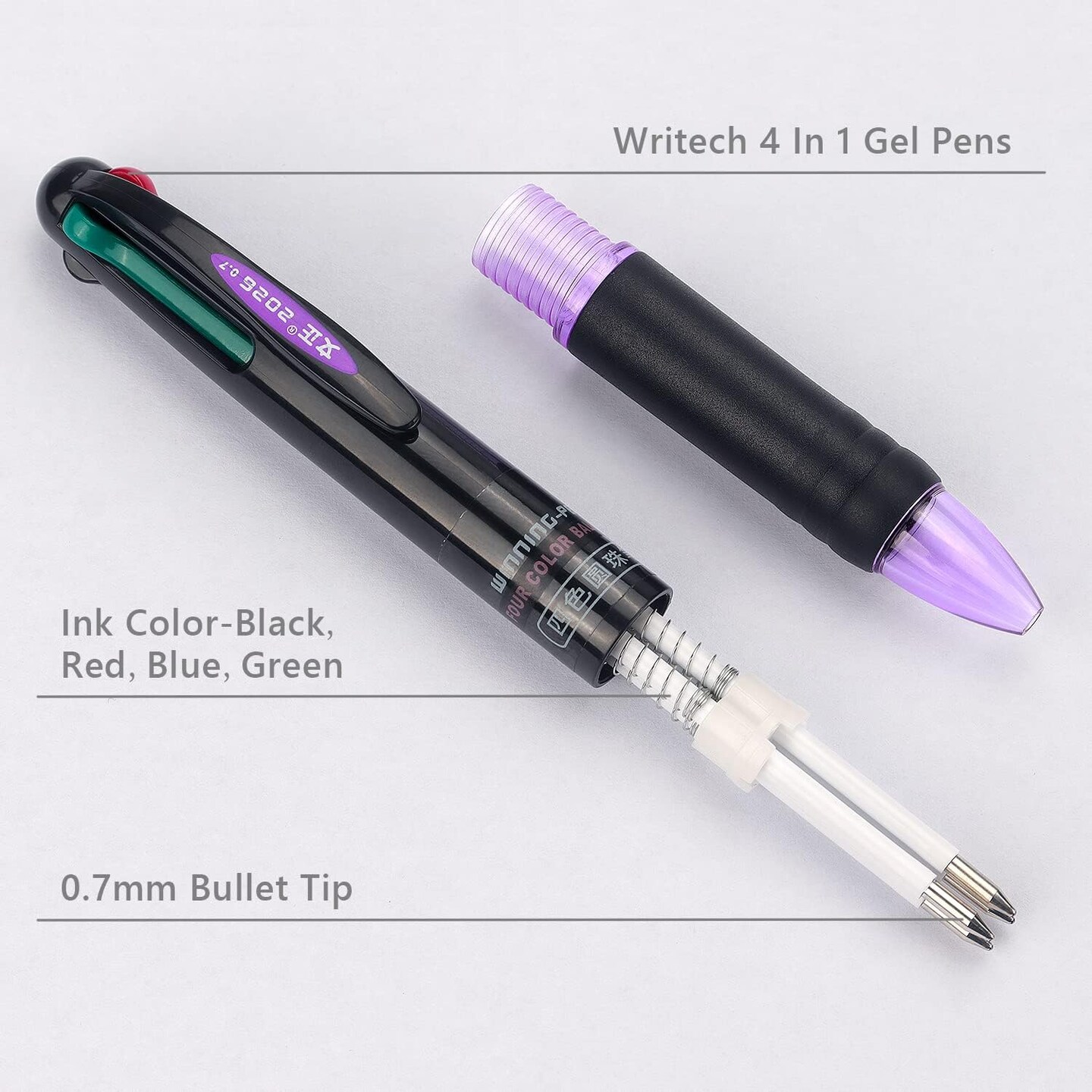 8 Pack Multicolor Ballpoint Pens 4-in-1 0.7mm Colored Retractable Ballpoint Gift Pens for Office School Supplies Students Gift