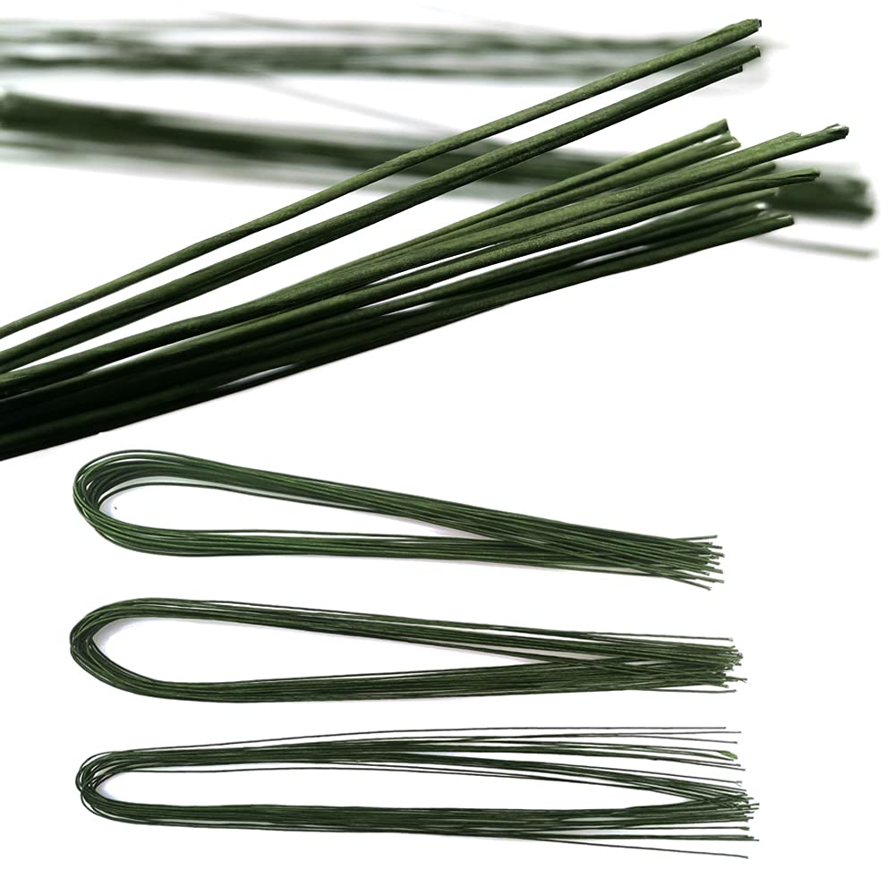 21.6 Inch Floral Stems Wire Green Paper Wrapped Wire 18 Gauge 20 Gauge 24 Gauge for Crafts Flower Arrangement