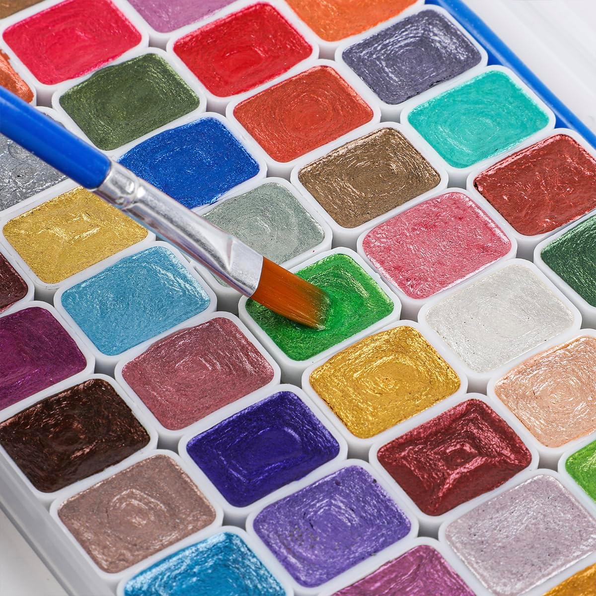 Metallic Watercolor Paint Set 60 Colors, Art Supplies Watercolors Paint Kit Travel Water Colors with Paint Brushes, Crafts Painting Supplies, Drawing Gifts Artists