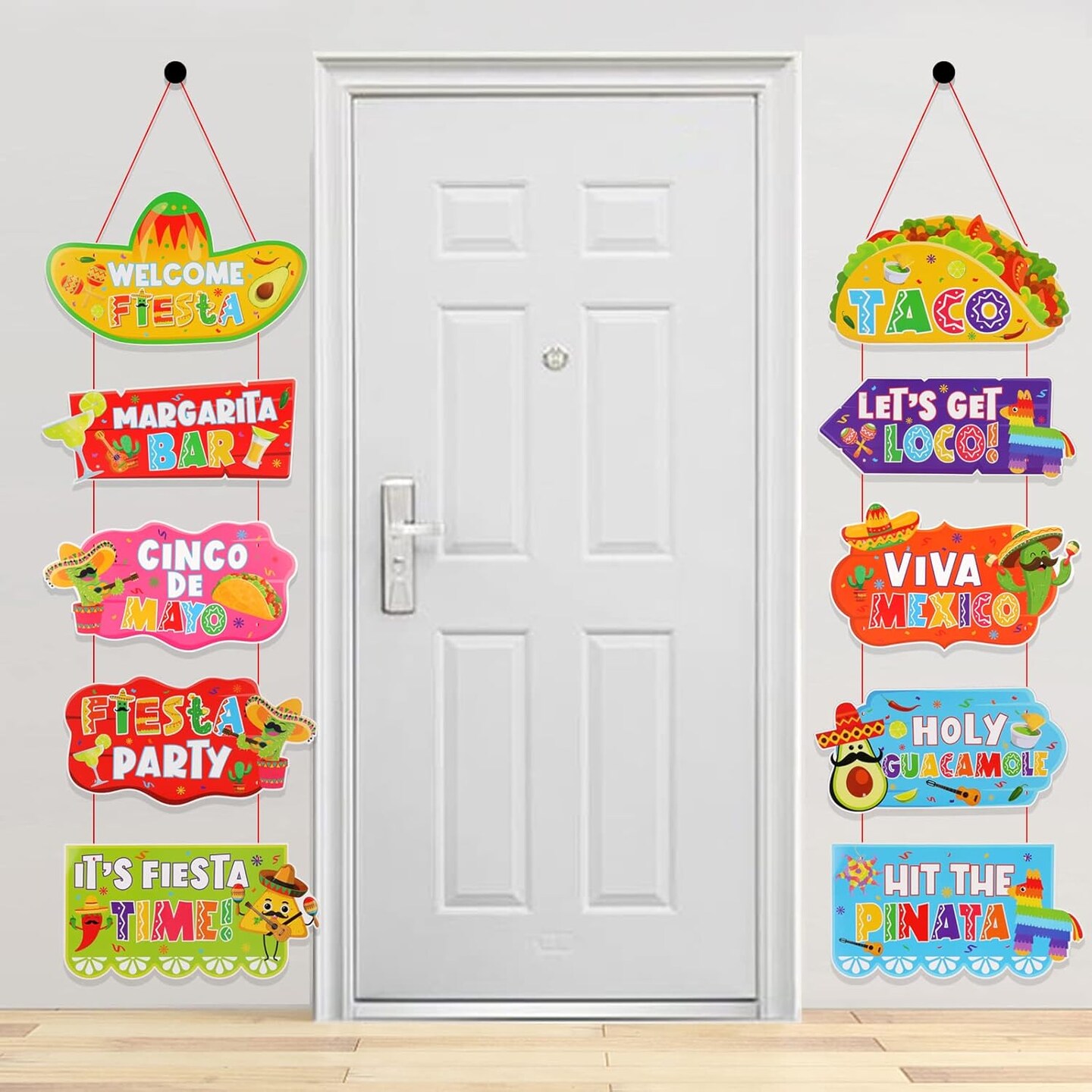 Mexican Fiesta Party Door Hanging, Cinco De Mayo Welcome Banner for Taco Party Front Door Decoration, Mexican Party Porch Sign for Fiesta Carnival Party Home Wall Decoration Supplies