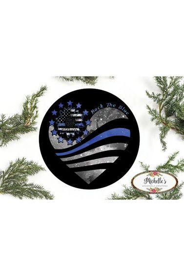 Thin Blue Line Heart Support Sign