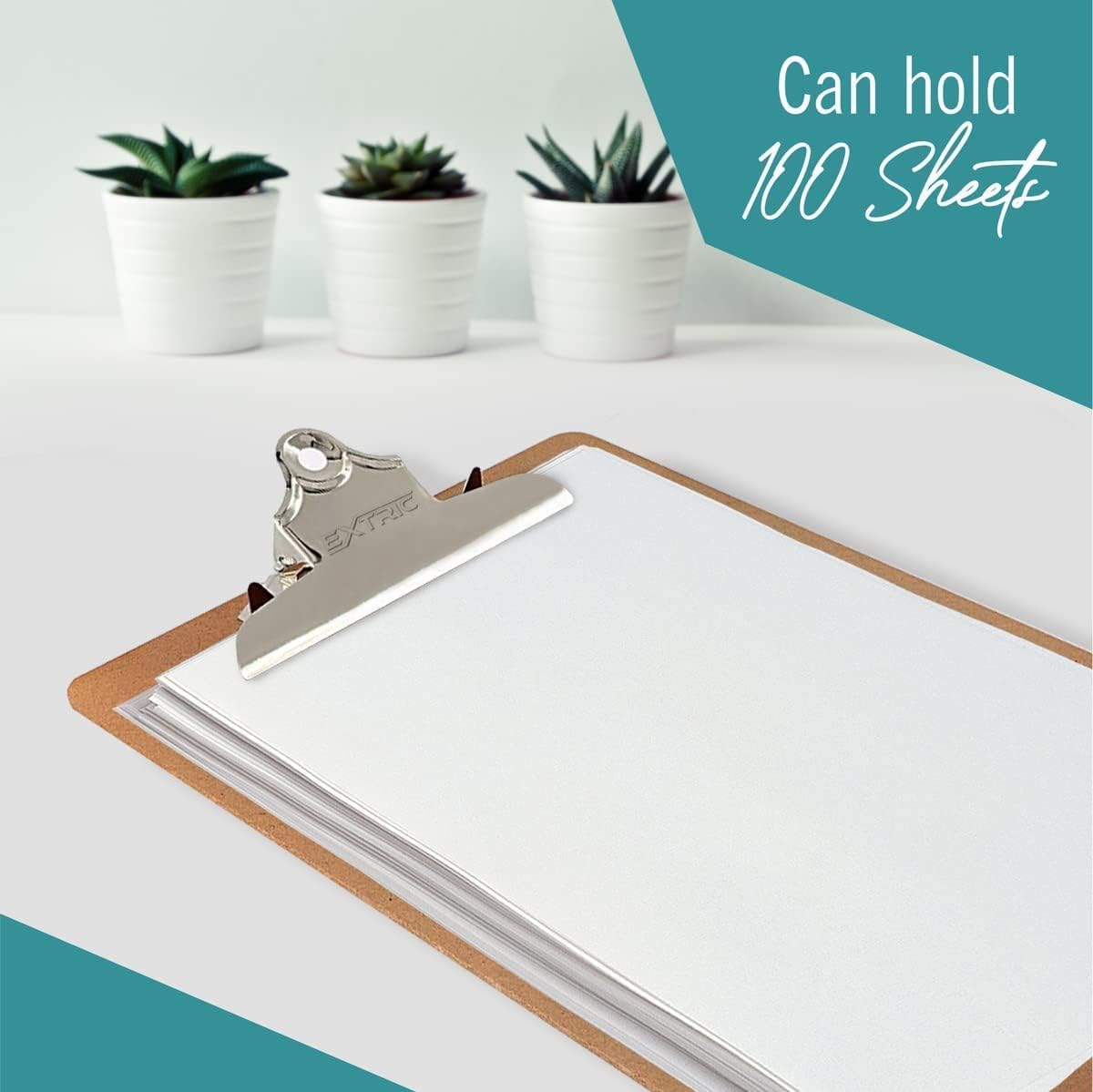 6 Clipboards Standard A4 Letter Size, 9x12.5 inch Wooden Clipboard with 6&#x22; Metal Clip, Hardboard, Ideal for 8.5 x 11 Inch Paper, for Office, School, and Home Use