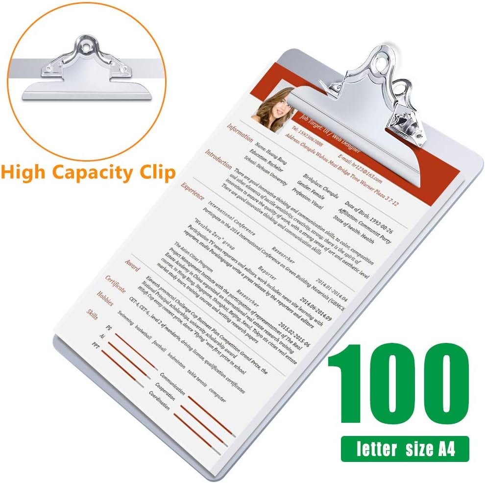 Metal Clipboard, Contractor Heavy Duty Aluminum Clipboard with High Capacity Clip, Rust-Proof Plate for Letter Size and A4 Paper Sheet, Supplies for Office, Jobsite, Medical, School, Law Enforcement