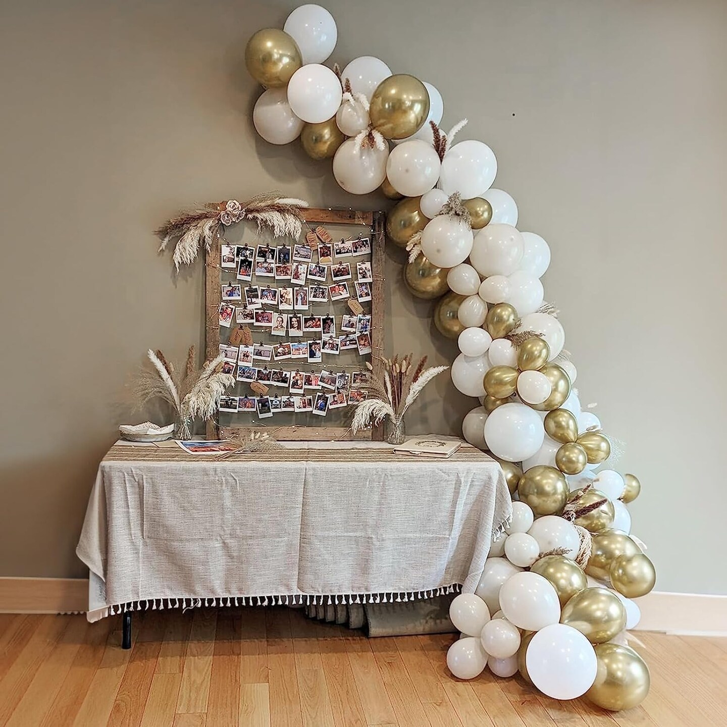 White and Gold Balloons, 12 Inch White Sand Gold Metallic Latex Balloons, Beige Gold Party Balloons