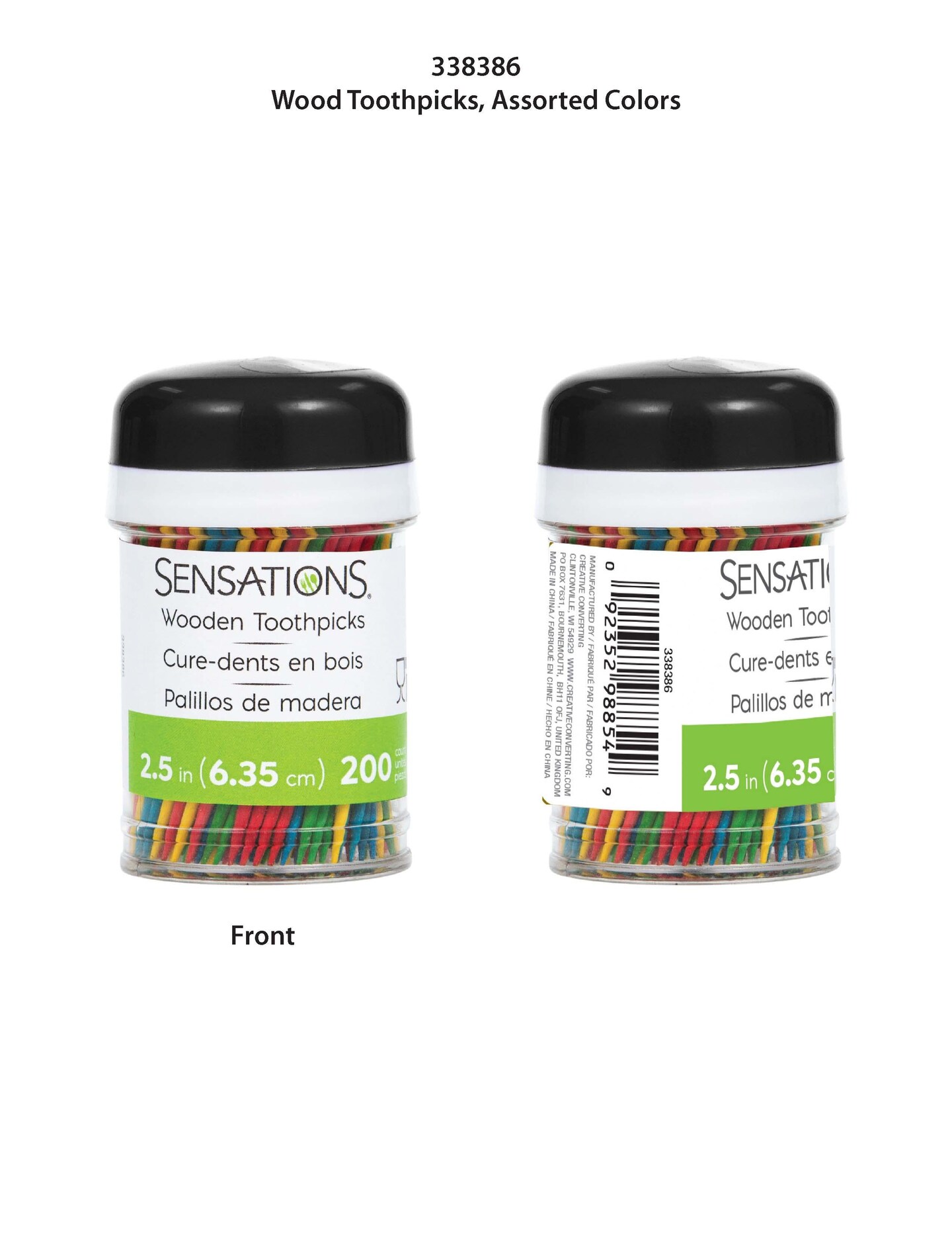 2400 pc Bulk Assorted Color Wooden Toothpicks