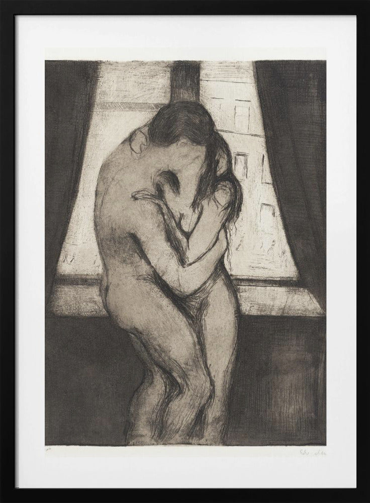 The Kiss 1895 by Edvard Munch Framed Art