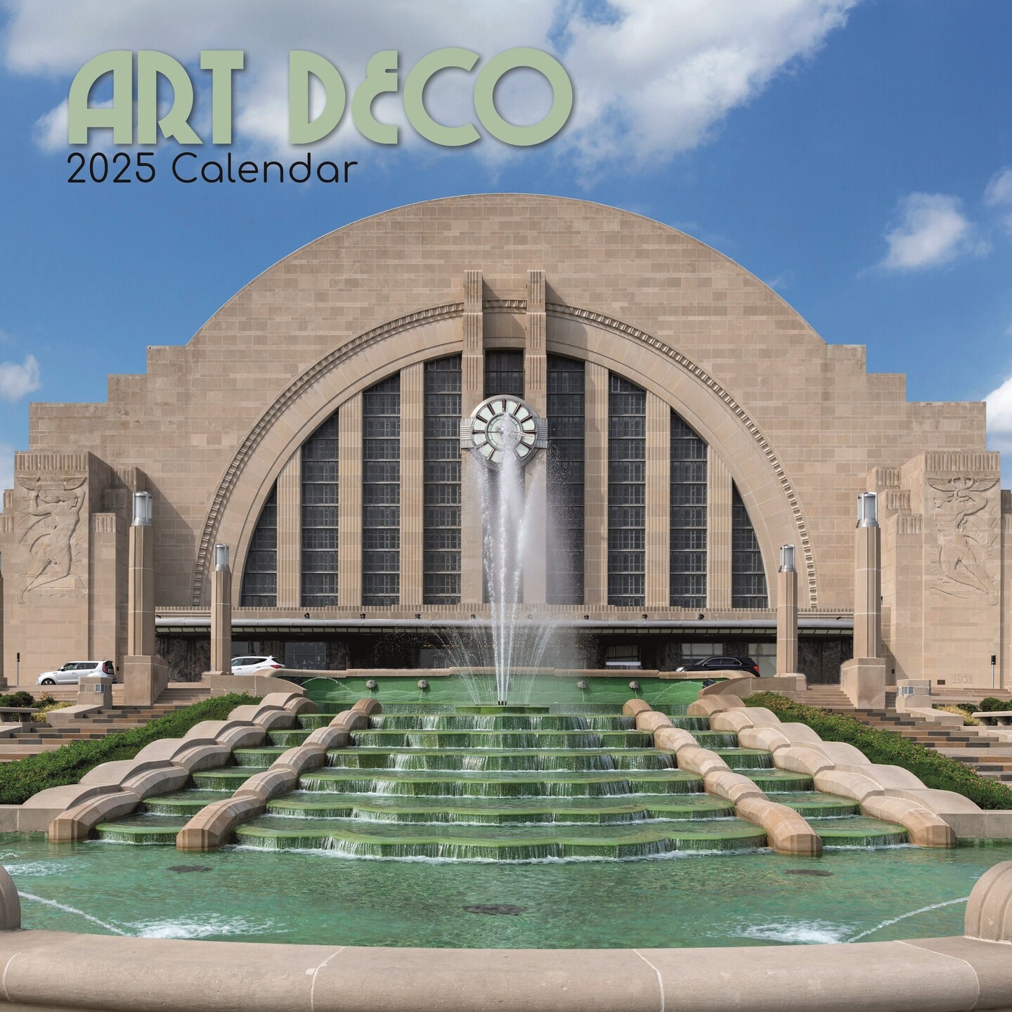 2025 Square Wall Calendar, Art Deco, 16-Month Arts & Antiques Theme with 180 Reminder Stickers (12x12 In)