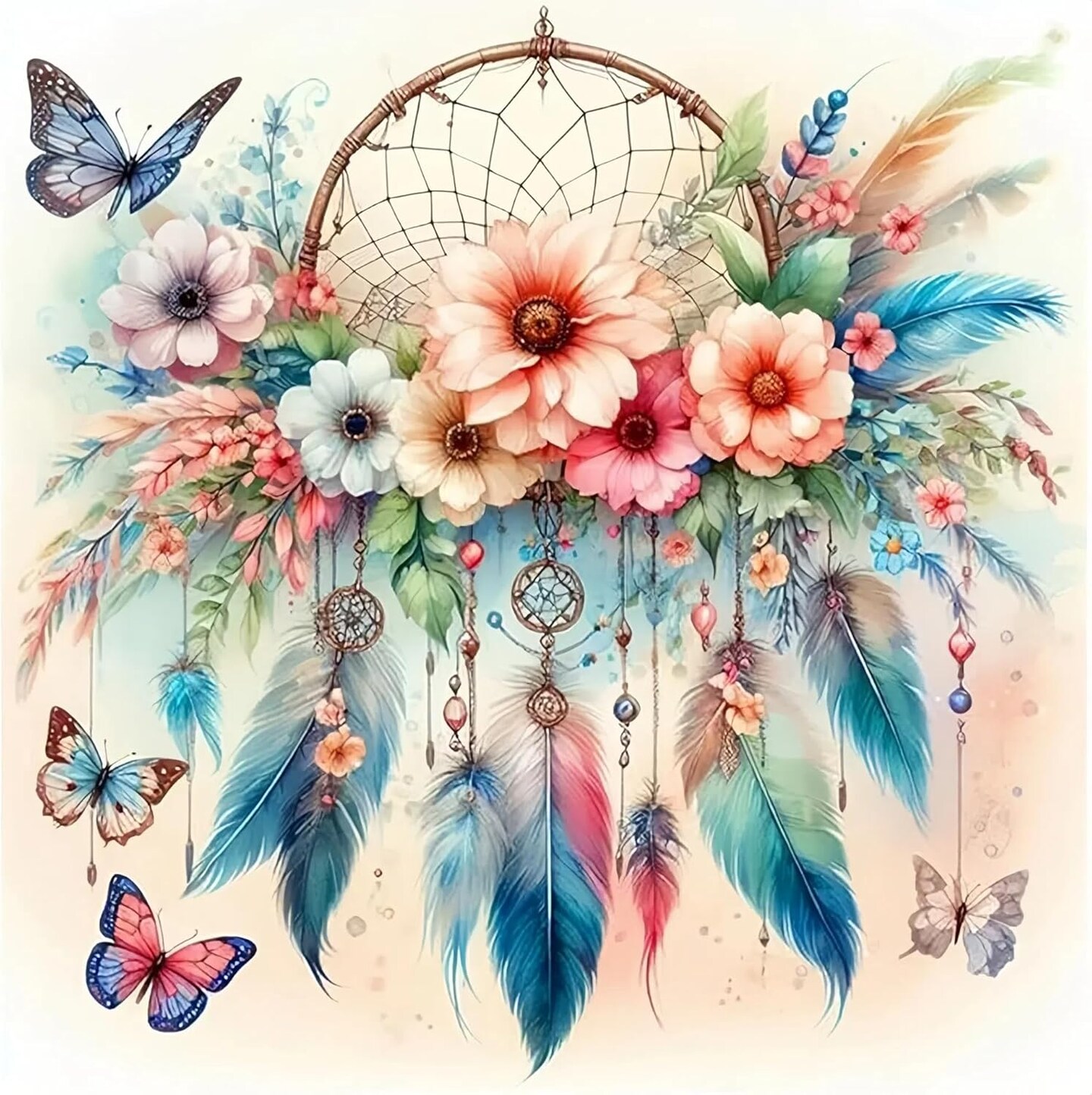Diamond Painting Kits for Adults, Dreamcatcher 5D Diamond Art Painting by Numbers Kits,DIY Diamond Art Kits,Full Round Drill Diamond Painting Kit for Adults for Home Wall Decor,12x12 inch