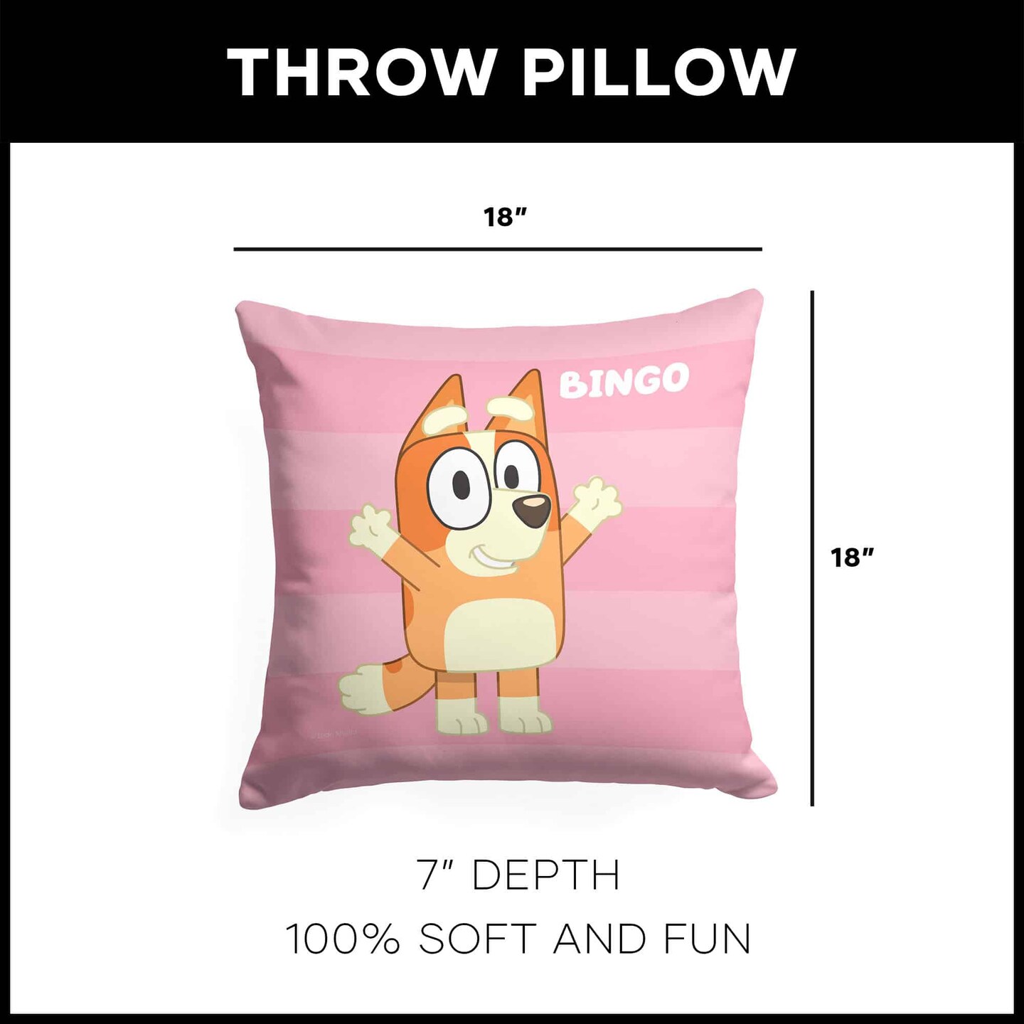 Bluey Roll Call Throw Pillow 18&#xD7;18 Inches