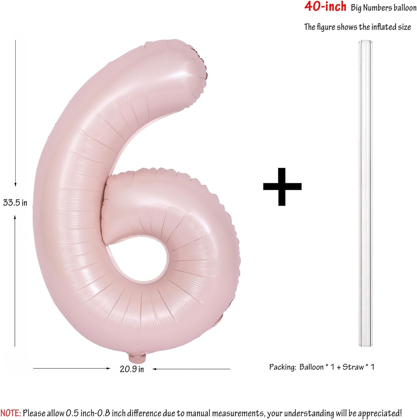 40 In Matte Pink Number Balloons Helium Foil Mylar Balloon Birthday Party banquet Decoration Digital 6