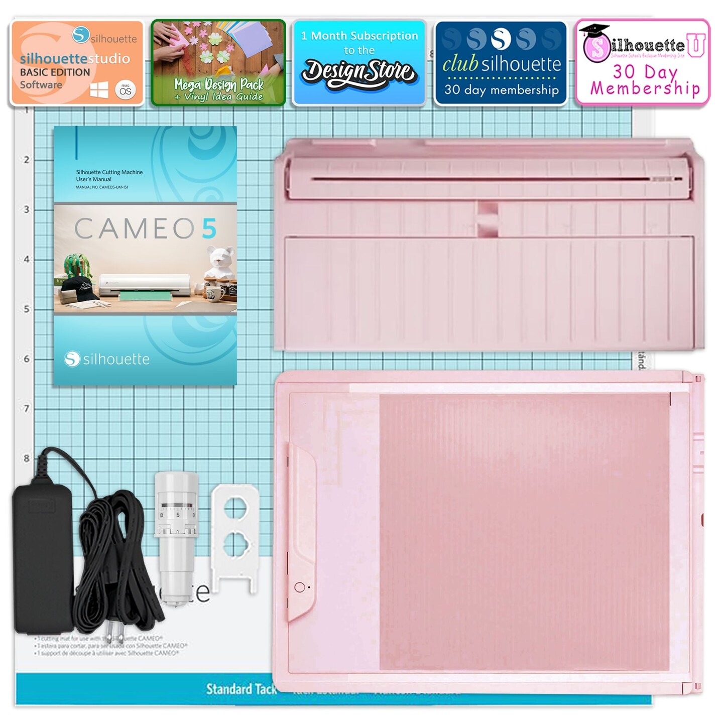 Silhouette Pink Cameo 5 with Electrostatic Grip Mat Attachment