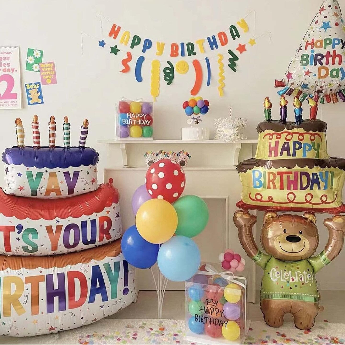 2pcs Happy Birthday Balloon Big 41&#x22; Foil Inflated Mylar Balloons for Birthday Party Supplies Baby Shower Decorations
