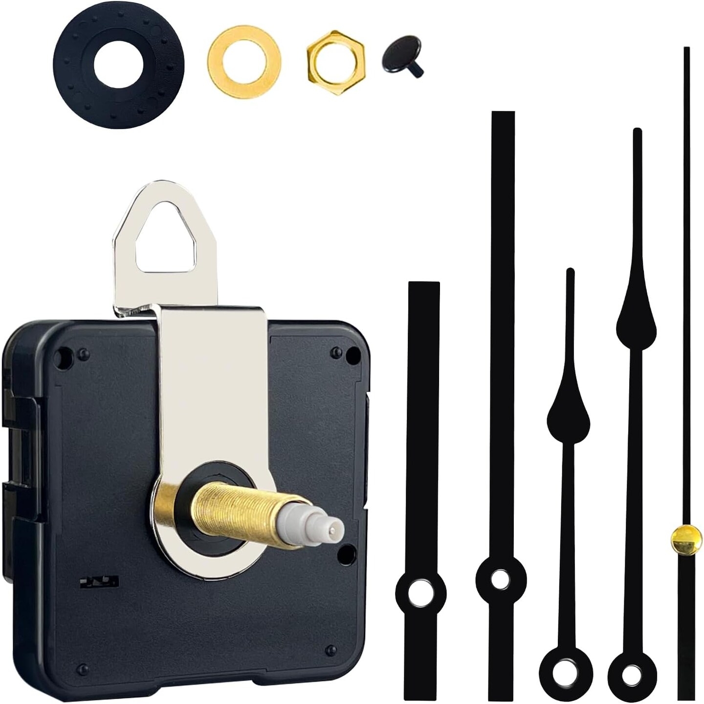 31mm Quartz Long Shaft Clock Movement – 1-1/5" Shaft, 2 Pairs Hands, DIY Repair Kit.