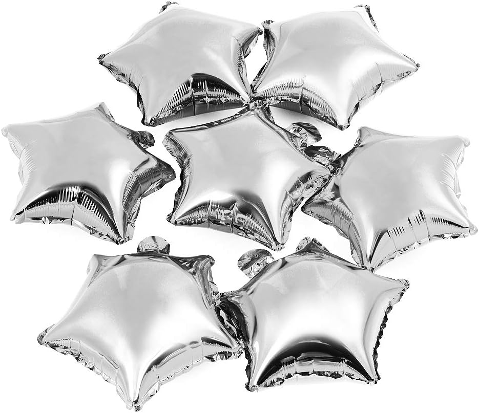Star-shaped Foil Balloons, 10&#x22; Silver, Pack of 50