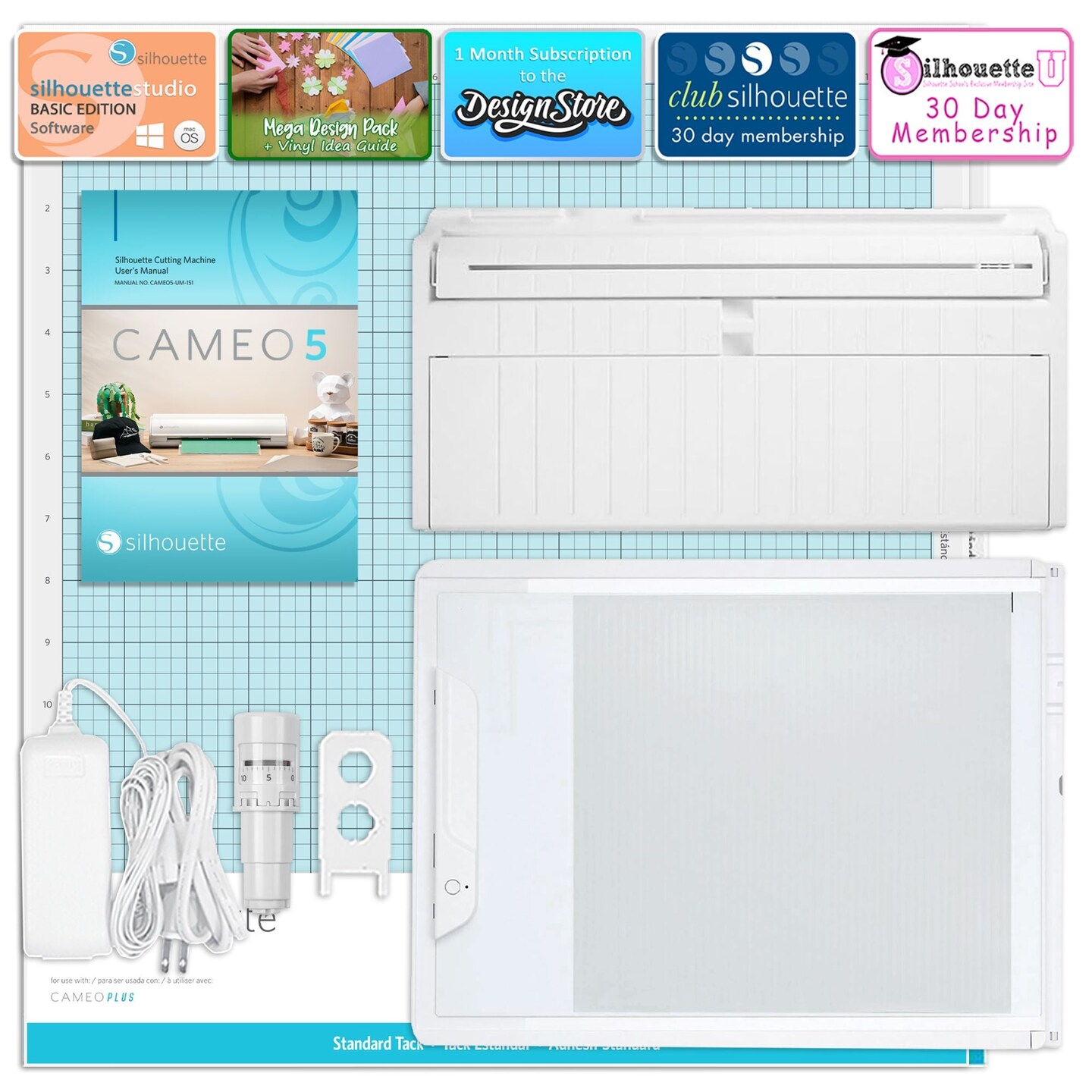 Silhouette White Cameo 5 with Electrostatic Grip Mat Attachment