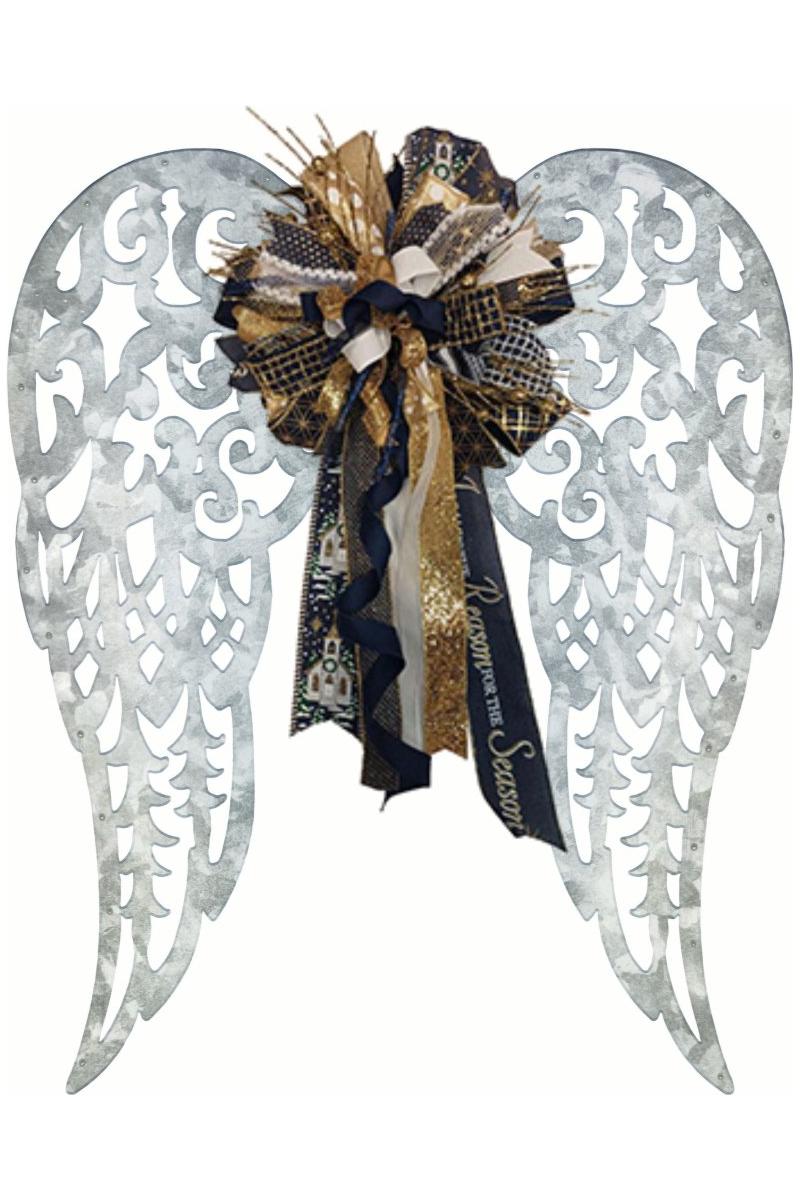 17&#x22; Metal Filigree Angel Wings: Acid Wash