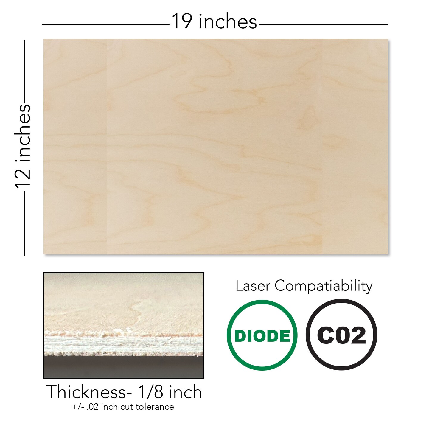 3mm or 6mmGrade B/BB Baltic Birch Plywood Finished or Unfinished | 12x12, 12x19 16x24 | Boxes of 10, 20, 50 and 100 | Laser Engraving, CNC, Scroll Saw