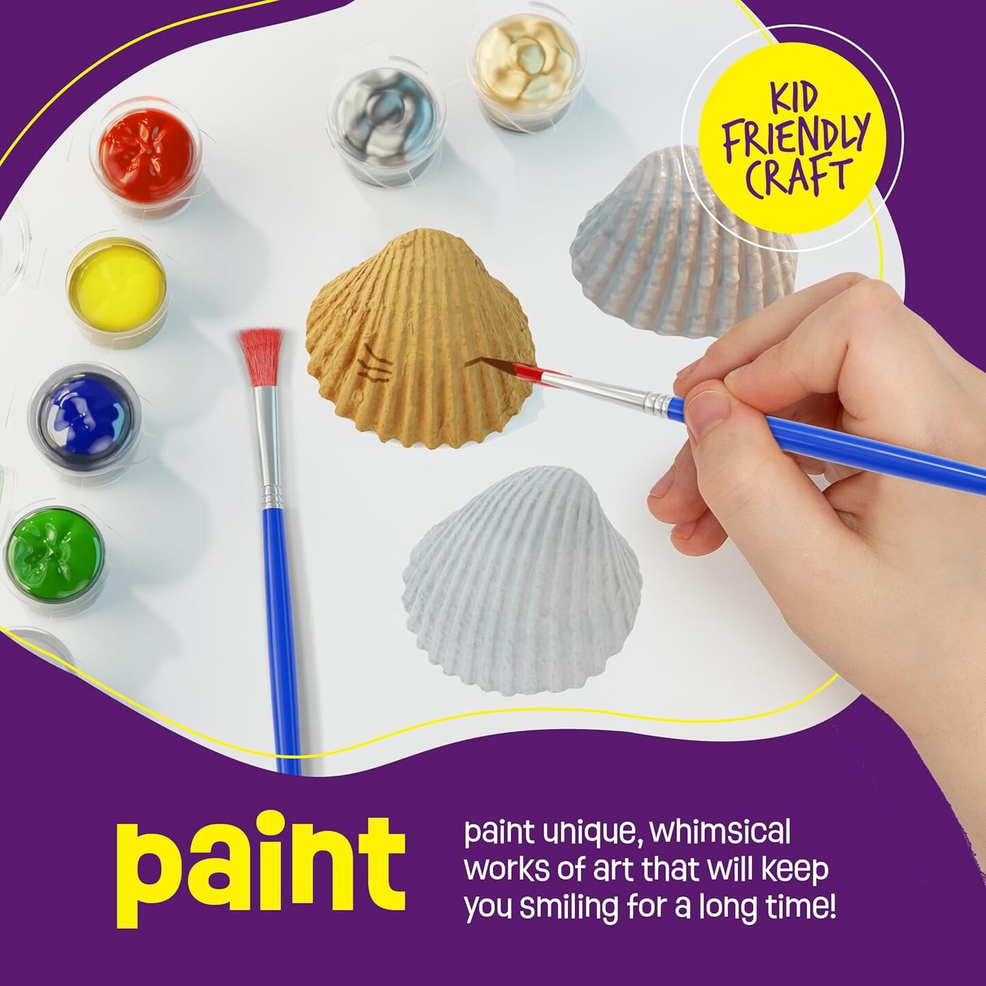 Summer Kids Sea Shell Painting Kit - Arts &#x26; Crafts Summer Gifts for Boys and Girls - Craft Activities Kits - Creative Art Activity Gift Toys for Age 6, 7, 8, 9, 10, 11 &#x26; 12 Year Old 8-12