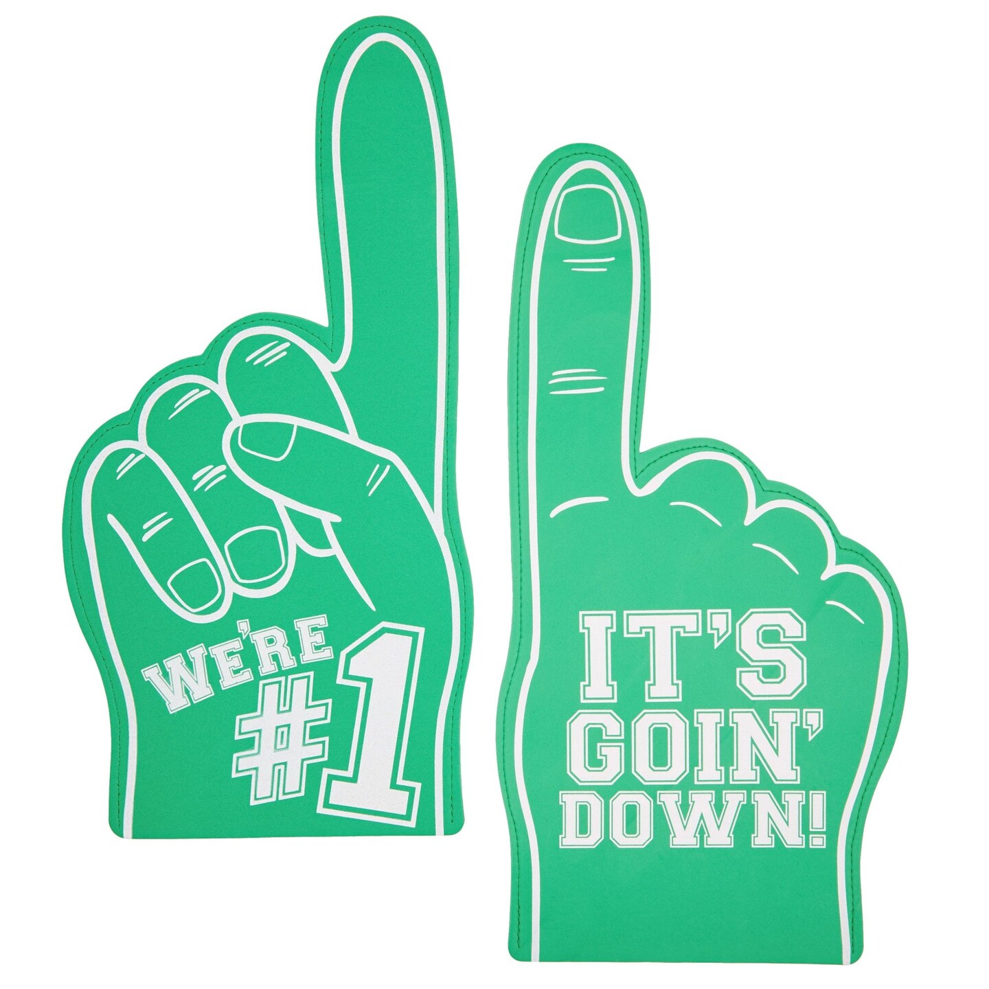 2 Pack Foam Finger #1, It&#x27;s Goin&#x27; Down, Sports Party Favors, Outdoor Essentials, Green (17.5 in)