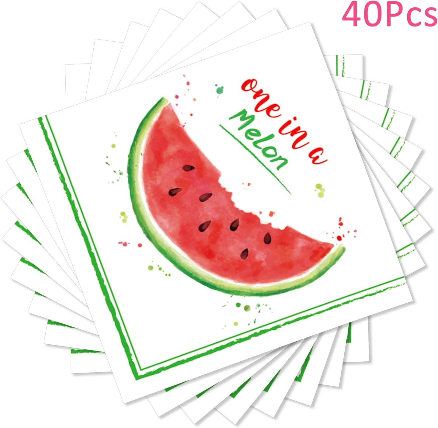 40Pcs Watermelon Party Napkins Summer Sweet Watermelon Paper Napkins Girls 1st Birthday Disposable Lunch Dinner Tableware Baby Shower Party Supplies