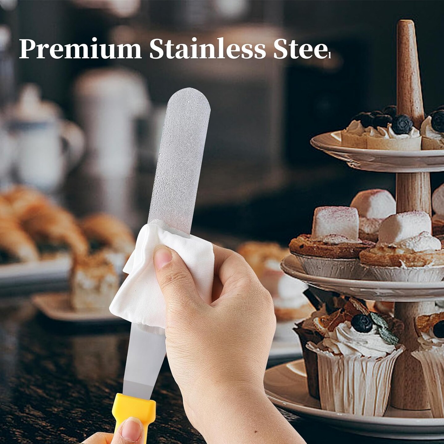 3-Pack Offset Spatulas, Ergonomic PP Handle, Dishwasher Safe, 6", 8", 10"