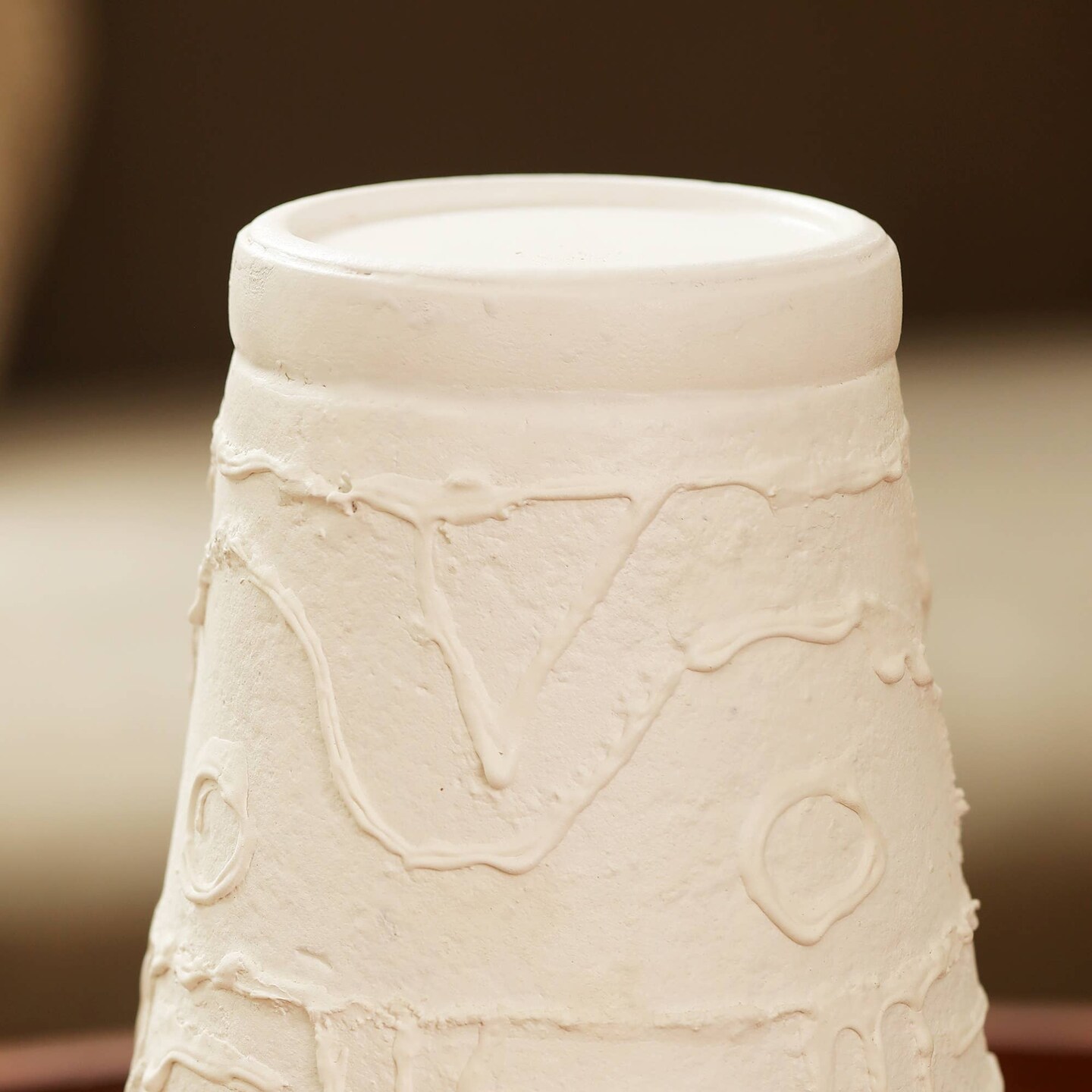 Home D&#xE9;cor Organic Pattern Terracotta Candle Holder (Large)