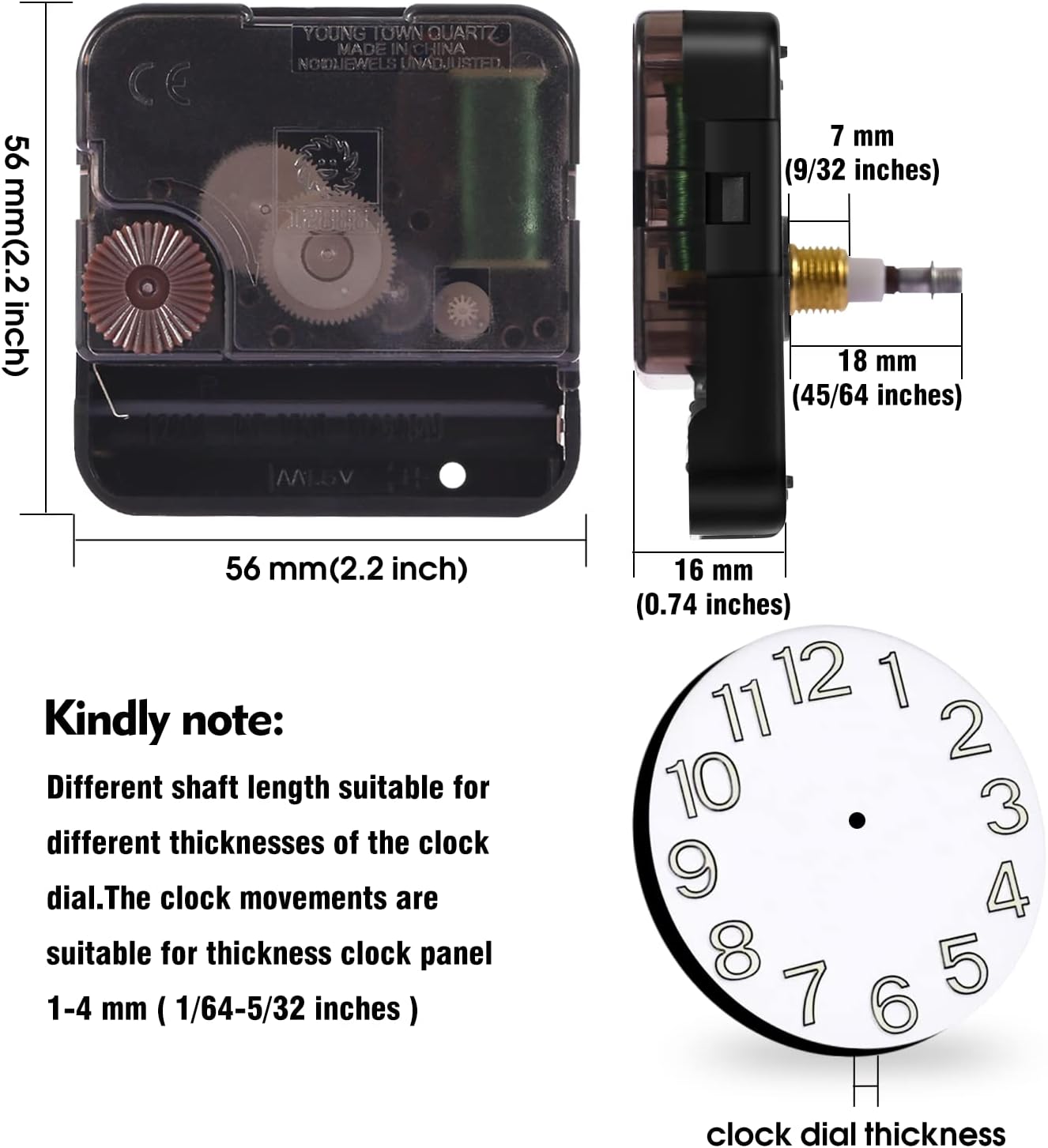Large Wall Clock 12888 Movement Replacement, I Shaft High Torque Clock Parts, Quartz Clock Mechanism Battery Operated, Giant Wall Clock Motor Repair DIY(DW-12888-I, with 4 Packs Clock Hands) 2.2"W x 1.33"H