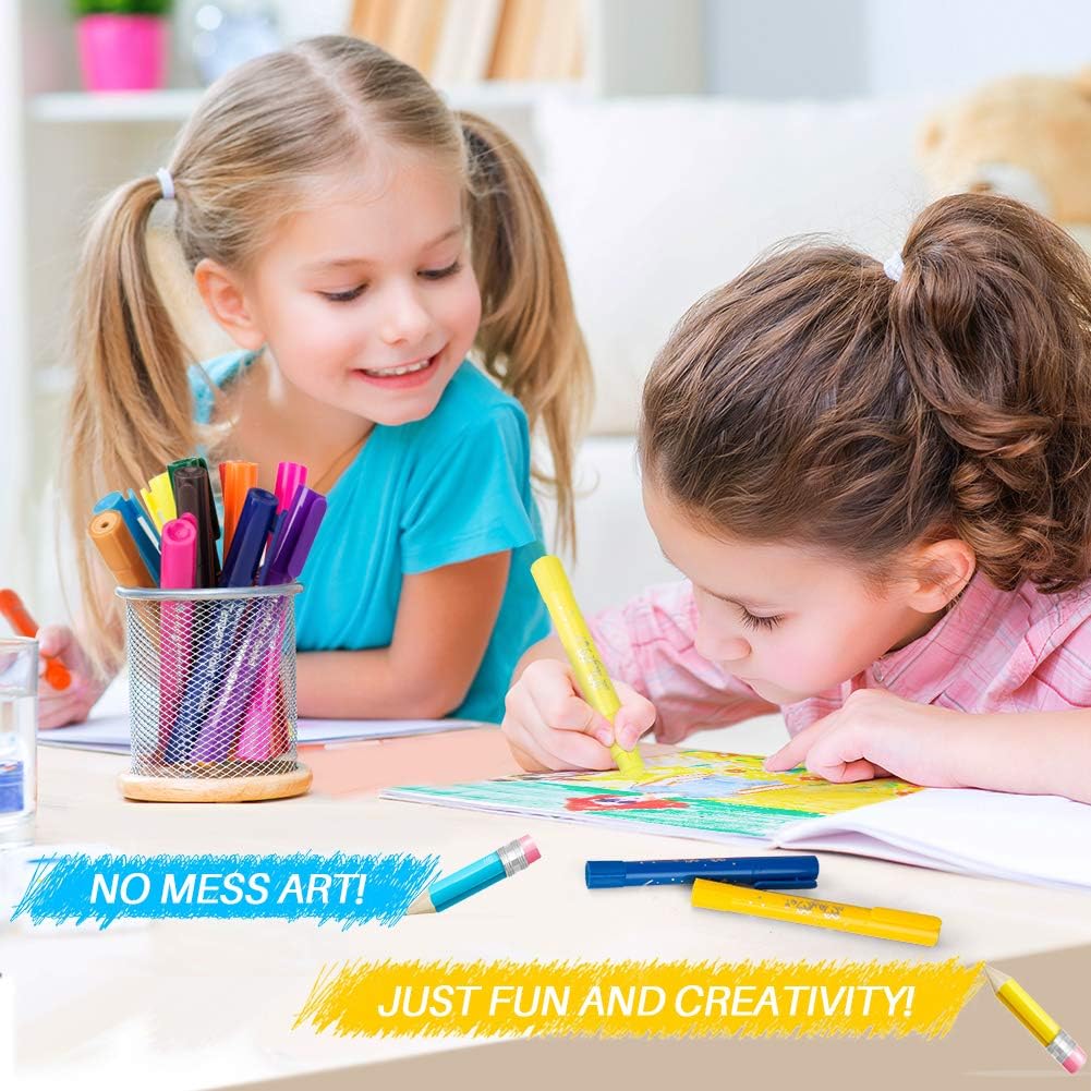 24PCS Washable Tempera Paint Sticks | Non-Toxic, Quick Drying &#x26; No Mess Paint Sticks for Kids, 24 Bright Colors, Best Art Birthday Gifts for Kids