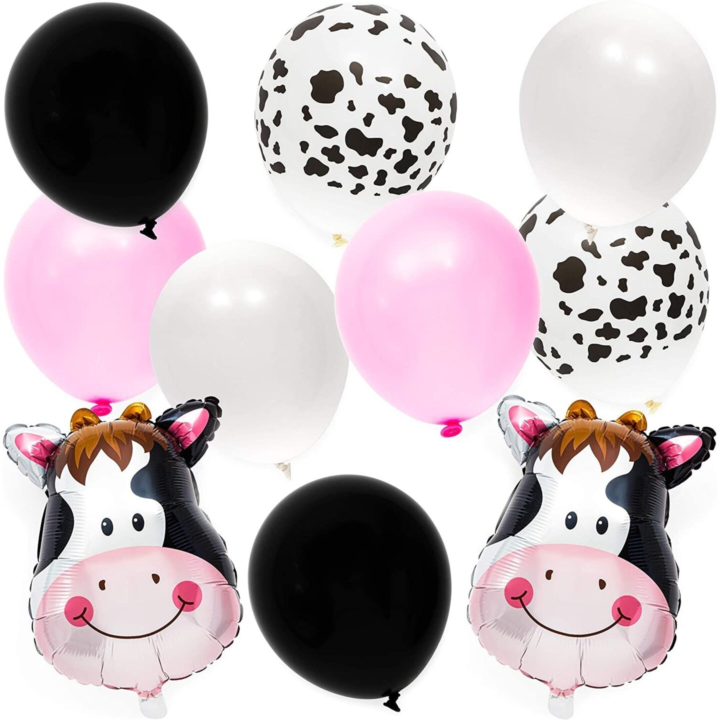 62 Pcs Farm Animal Cow Print Latex Balloons 18&#x22; for Kids Barnyard Birthday Party Decorations