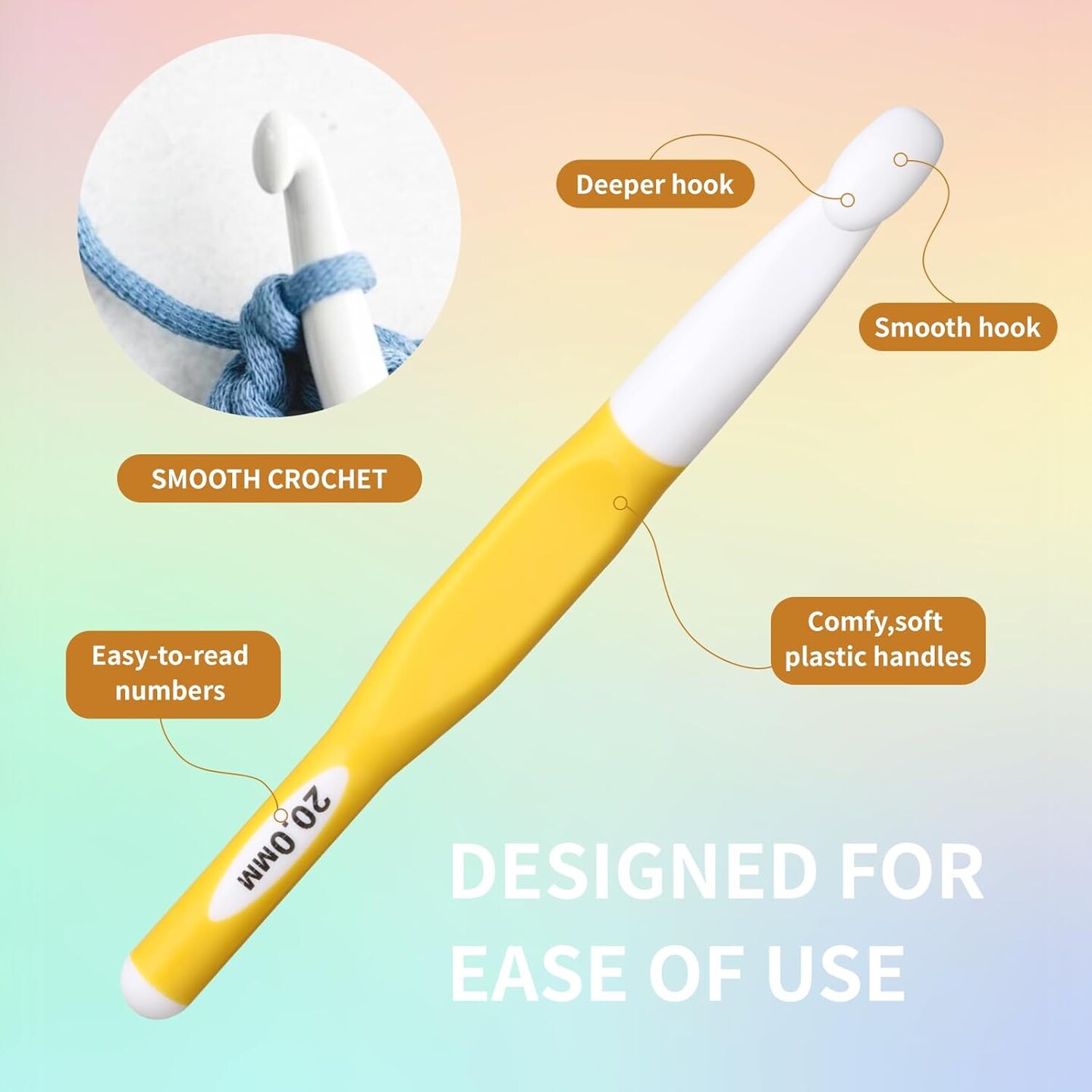 8 Sizes Big Crochet Hooks Ergonomic Set