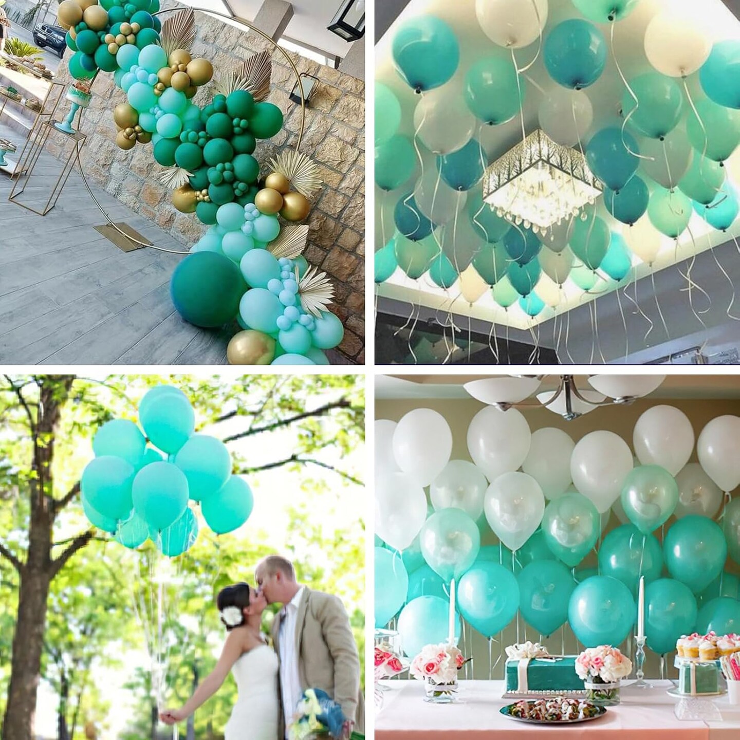 Teal Balloons 50 pcs 12 Inch Pearl Turquoise Aqua Blue Dark Teal Balloons for Graduation Wedding Baby Shower Bridal Shower Gender Reveal Anniversary Birthday Party Decorations Teal-Z13