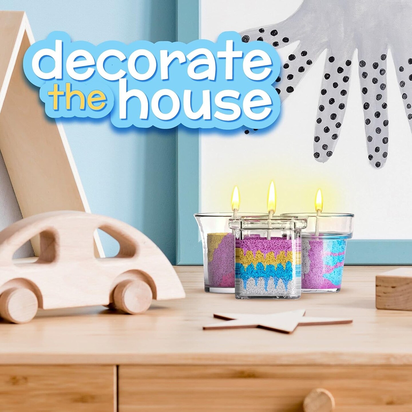 Candle Making Kit for Kids - DIY Kids Candle Making Kit - Design and Make Your Own Candles - Craft Supplies &#x26; Materials - 3 Glass Candle Containers, 3 Wicks, 5 Bags of Colored Wax