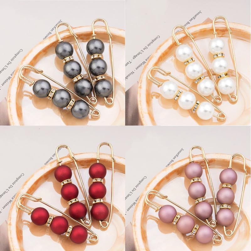 12 Pieces Pearl Brooch Pins, Safety Pin for Women Girls Clothing Dresses Jeans,Sweater Shawl Clips Pearl Brooches