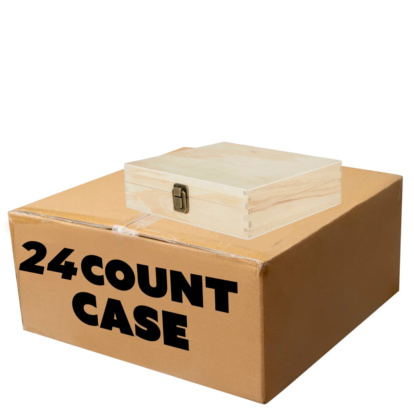 Makerflo Natural Pine Wood Cigar Box, Hinged Back & Front Clasp, Black Felt Lined, 8.5" x 8" x 2.4", Ideal for Craft - (Laser Engraving, Epoxy, UV DTF, and Vinyl)